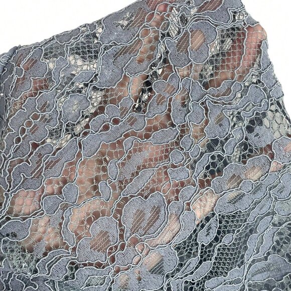 Dusty Blue Casual Women's Button Waist Lace Blouse - Picture 8 of 8